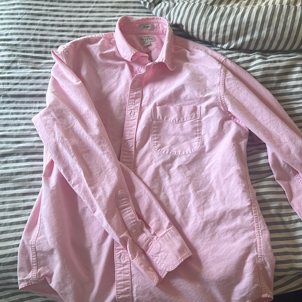 J. Crew men’s long sleeved pink Oxford